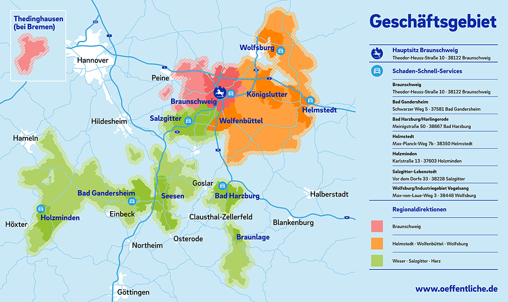 Karte Geschaftsgebiet der Öffentlichen