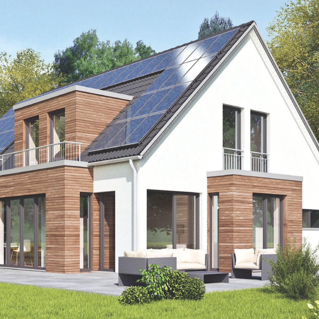 Einfamilienhaus mit einer Photovoltaikanlage