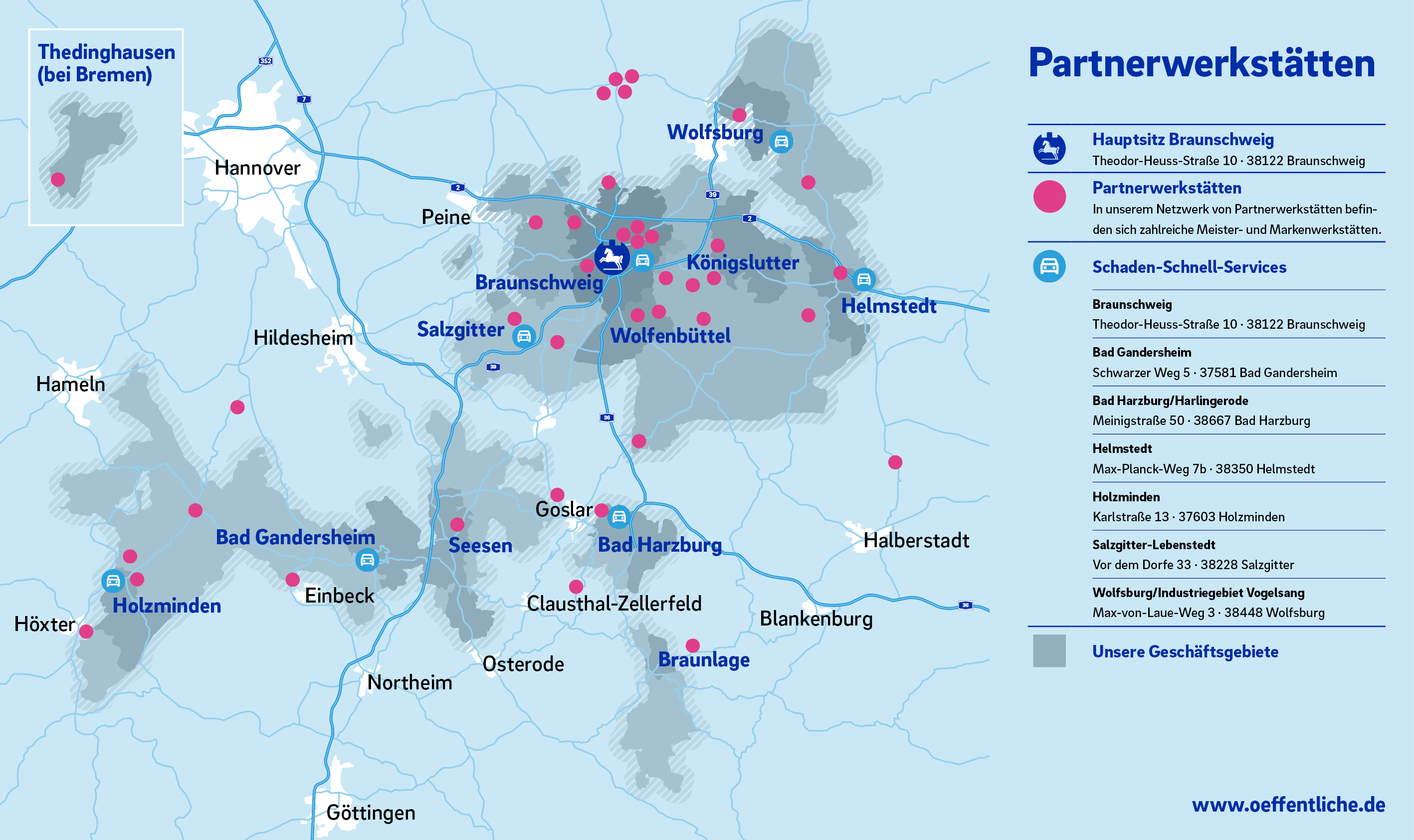 Unsere Partnerwerkstätten sind im Geschäftsgebiet verteilt